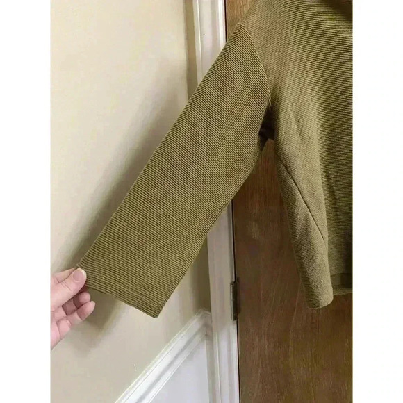 Madewell Texture & Thread Womens S Olive Long Sleeve Tie Front Shirt Ribbed - Picture 3 of 6